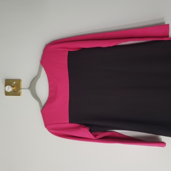 Britt Ryan Mini Dress 10 Black Pink Long Sleeve Color Block Preppy Cocktail - Picture 5 of 13